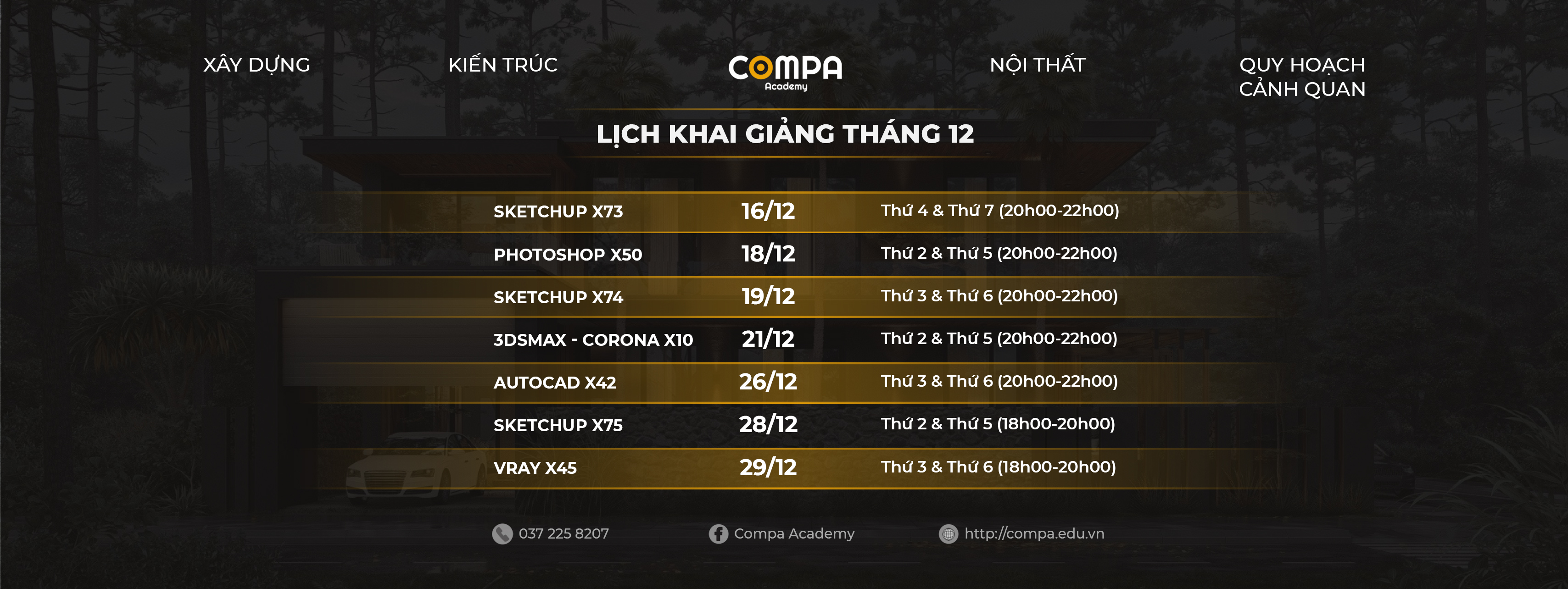 LỊCH HỌC THÁNG 12